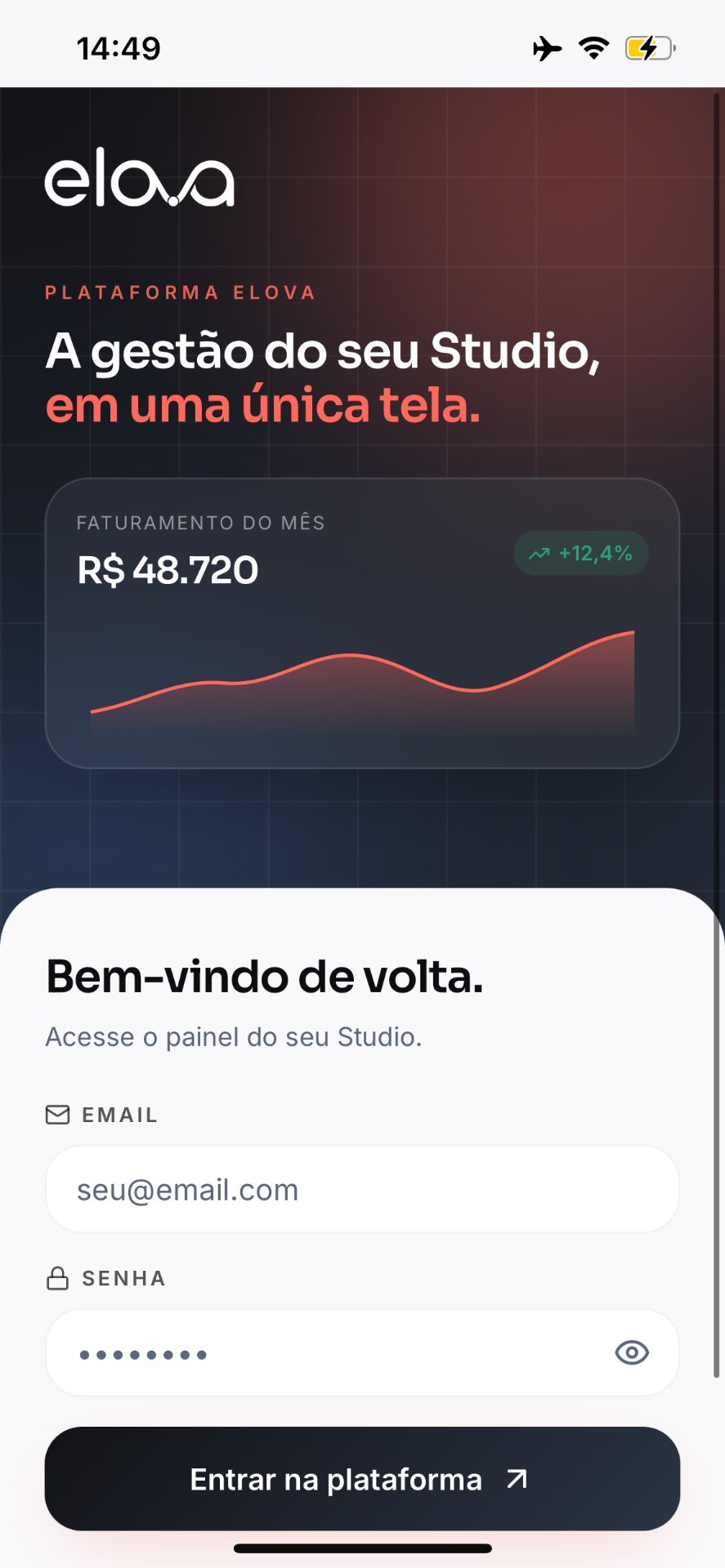 Elova acessada pelo celular